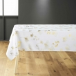 Nappe rectangle 150 x 240 cm polyester imprime metallise bloomy Blanc/or, image n° 1