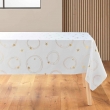 Nappe rectangle 150 x 240 cm polyester imprime metallise star Blanc/or, image n° 1