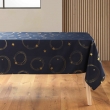 Nappe rectangle 150 x 240 cm polyester imprime metallise star Marine/or, image n° 1