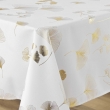 Nappe rectangle 150 x 300 cm polyester imprimé metallisé Bloomy Blanc/or, image n° 2