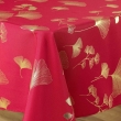 Nappe rectangle 150 x 300 cm polyester imprimé metallisé Bloomy rouge, image n° 2