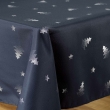 Nappe rectangle 150 x 300 cm polyester imprime metallise sapin Marine/argent, image n° 2