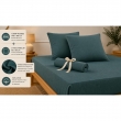 Pack Drap Housse 140 x 190 cm + 2 Taies d&rsquo;Oreiller 60 x 60 cm Double Gaze de Coton GA&Iuml;A Bleu canard, image n° 2