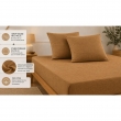 Pack Drap Housse 140 x 190 cm + 2 Taies d&rsquo;Oreiller 60 x 60 cm Double Gaze de Coton GA&Iuml;A Camel, image n° 2