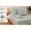 Pack Drap Housse 140 x 190 cm + 2 Taies d&rsquo;Oreiller 60 x 60 cm Double Gaze de Coton GA&Iuml;A Eucalyptus, image n° 2