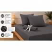 Pack Drap Housse 140 x 190 cm + 2 Taies d&rsquo;Oreiller 60 x 60 cm Double Gaze de Coton GA&Iuml;A Granit, image n° 2