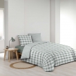 Pack housse de couette 240 x 220 cm + drap housse 140x190  + 2 taies coton Victoire vichy sauge, image n° 6