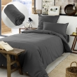 Pack Housse de couette chaude en flanelle 140 x 200 cm + drap housse 90x190 Candice Anthracite, image n° 1