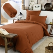 Pack Housse de couette chaude en flanelle 140 x 200 cm + drap housse 90x190 Terracotta, image n° 1