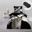 Pack parure de couette enfant Rexa 140 x 200 cm + drap housse 90 x 190 x 30 cm Noir, image n° 1