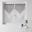 Paire pompon passants 2 x 60 x 160 cm voile bicolore duo Blanc/Gris, image n° 3