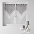 Paire pompon passants 2 x 60 x 90 cm voile bicolore duo Blanc/Gris, image n° 1