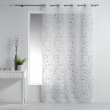 Panneau a oeillets 140 x 240 cm voile sable brode petite fleur Blanc/Gris, image n° 1