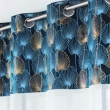 Panneau a oeillets 140 x 280 cm voile sable+top velours imp or clairine Bleu, image n° 2