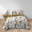 Parure 3 p. 240 x 220 cm polycoton 52 fils Geomelo Ocre, image n° 3