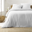 Parure de lit 240 x 220 cm double gaze coton uni 57 fils Angelia Blanc, image n° 1