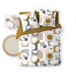 Parure de Lit 240 x 220 cm Geomelo Ocre + 2 taies, image n° 1