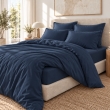 Parure de lit  260 x 240 cm 100% viscose de bambou satin 120 fils SALOM&Eacute; Minuit + drap-housse 160 x 200 cm, image n° 1