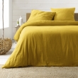Parure de lit 260 x 240 cm double gaze coton uni 57 fils Angelia Jaune, image n° 1