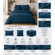 Parure de Lit Compl&egrave;te 240 x 220 cm Bleu - 100% Coton 57 Fils - Drap-Housse 140x190 + 4 Taies, image n° 2