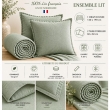 Parure Drap Housse 140 x 190 cm + 2 Taies 60x60 cm 100% Lin Fran&ccedil;ais - Eucalyptus, image n° 2