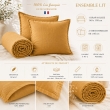 Parure Drap Housse 140 x 190 cm + 2 Taies 60x60 cm 100% Lin Fran&ccedil;ais - Miel, image n° 2