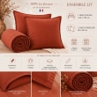 Parure Drap Housse 140 x 190 cm + 2 Taies 60x60 cm 100% Lin Fran&ccedil;ais - Paprika, image n° 2