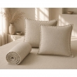 Parure Drap Housse 140 x 190 cm + 2 Taies 60x60 cm 100% Lin Fran&ccedil;ais - Sable, image n° 1