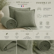 Parure Drap Housse 140 x 190 cm + 2 Taies 60x60 cm 100% Lin Fran&ccedil;ais - Thym, image n° 2