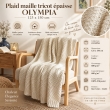 Plaid 125 x 150 cm Polyester tricot uni OLYMPIA Ivoire, image n° 5