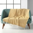 Plaid a franges 125 x 150 cm coton tisse louisette Jaune, image n° 1