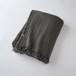Plaid à franges en gaze de coton 180 x 220 cm Gaia Athracite, image n° 3