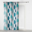 Rideau a oeillets 140 x 240 cm coton imprime leafy Bleu, image n° 1