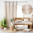 Rideau &agrave; oeillets 140 x 240 cm polycoton + jute imprim&eacute;e Bahina Ecru-blanc, image n° 2