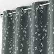 Rideau a oeillets 140 x 260 cm polyester imprime appliqu&eacute; Sakura Anthracite, image n° 2