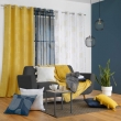 Rideau a oeillets 140 x 260 cm polyester imprime metallise lineor Blanc/or, image n° 3