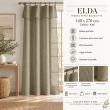 Rideau ajustable + 8 anneaux pince 140 x 270 cm Polyester effet bouclette ELDA Kaki, image n° 3