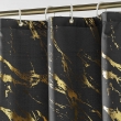 RIDEAU DE DOUCHE+CROCHETS 180 x 200 CM POLYESTER IMP. METAL. AQUAMARBRE NOIR/OR, image n° 2