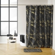 RIDEAU DE DOUCHE+CROCHETS 180 x 200 CM POLYESTER IMP. METAL. AQUAMARBRE NOIR/OR, image n° 4