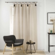 Rideau tamisant 140 x 240 cm en polycoton + pompons Cyrine beige, image n° 1