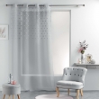 Rideau voile a oeillets 140 x 240 cm voile sablé pompons Melusine Gris, image n° 1