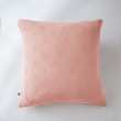 Taie d'oreiller brodée en gaze de coton 60 x 60 cm Gaïa Boho Rose pêche, image n° 1