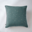 Taie d'oreiller gaze de coton brodée fil or 60 x 60 cm Gaia Chic Bleu canard, image n° 1