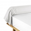 Taie de traversin 85 x 185 cm uni 57 fils lina  +point bourdon Blanc, image n° 1