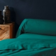 Taie de traversin 85 x 185 cm uni 57 fils lina  +point bourdon Emeraude, image n° 3