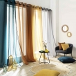 Voilage à oeillets 140 x 240  cm voile sablé + bande velours cotelé Casual Gris, image n° 4
