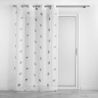 Voilage a oeillets 140 x 240 cm voile sablé brodé Ariella Blanc/gris, image n° 1