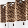 Voilage a oeillets 140 x 240 cm voile sabl&eacute; + haut velours Evie Chocolat, image n° 2
