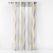 Voilage a oeillets 140 x 240 cm voile sable imprime ondulys Jaune/blanc, image n° 1