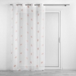 Voilage a oeillets 140 x 280 cm voile sablé brodé Ariella Blanc/rose, image n° 1